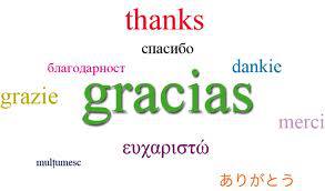 "Gracias" escrito en diferentes idiomas.